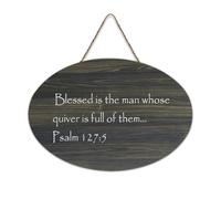 Psaum 127:5 Blessed Is The Man Whose Quiver Is Full of Them Panneau en bois 15,2 x 25,4 cm Décoration murale rustique à suspendre pour porte d'entrée, salon, cuisine