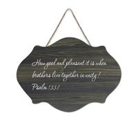 Psaum 133:1 How Good And Pleasant It Is When Brothers Live Together in Unity Panneau décoratif en bois rustique à suspendre pour salon, chambre à coucher, porte, fenêtre, maison 15,2 x 25,4 cm