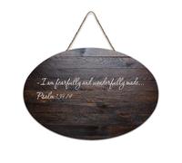 Psaum 139:14 I Am Fearfully And Wonderfully Made Plaque murale imprimée en bois rustique avec citations d'art mural moderne pour bureau, nouvelle maison, cadeau, 15,2 x 25,4 cm