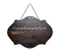Psaum 139:14 I Am Fearfully And Wonderfully Made Plaque murale imprimée en bois rustique avec citations d'art mural moderne pour bureau, nouvelle maison, cadeau, 15,2 x 25,4 cm