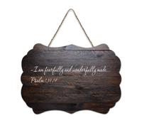 Psaum 139:14 I Am Fearfully And Wonderfully Made Plaque murale imprimée en bois rustique avec citations d'art mural moderne pour bureau, nouvelle maison, cadeau, 15,2 x 25,4 cm