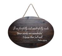 Psaum 139:14 I Am Fearfully And Wonderfully Made Your Works Are Wonderful I Know That Full Well Panneau en bois rustique à suspendre Décoration murale 15,2 x 25,4 cm
