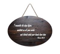 Psaum 143:5 Panneau en bois rustique à suspendre avec inscription « I Remember The Days Before, Meditate on All Your Works And Cherish What Your Hands Have » - Décoration murale en bois pour salon