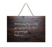 Psaum 143:8 Panneau rustique en bois à suspendre avec citation « Let The Morning Bring Me Word of Your Unfailing Love » - Décoration murale pour salon, chambre à coucher, porte, fenêtre, maison - 15,2