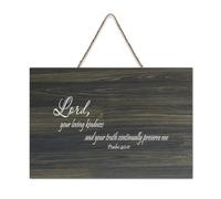 Psaum 40:11 Lord, Your Loving Kindness And Your Truth Continually Preserve Me Panneau décoratif en bois à suspendre pour salon, chambre à coucher, porte, fenêtre, maison 15,2 x 25,4 cm
