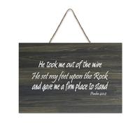 Psaum 40:2 Panneau de bienvenue en bois rustique avec inscription « He Took Me Out of The Mire He Set My Feet Upon The Rock And Gave Me A Firm Place to Stan » - 15,2 x 25,4 cm