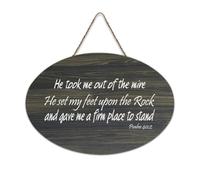 Psaum 40:2 Plaque murale à suspendre en bois avec inscription « He Took Me Out of The Mire He Set My Feet Upon The Rock And Gave Me A Firm Place to Stan » - 15,2 x 25,4 cm