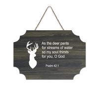 Psaum 42:1 As The Deer Pants for Streams of Water So My Soul Thirsts for You O God Panneau en bois rustique à suspendre pour porte d'entrée, salon, cuisine 15,2 x 25,4 cm