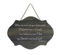 Psaum 42:5 Why My Soul Are You Downcast Put Your Hope in God for I Will Yet Praise Him My Savior Farmhouse Panneau en bois à suspendre pour porte de bureau, décoration d'intérieur, 15,2 x 25,4 cm