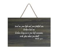 Psaum 43:3 Send Me Your Light And Your Faithful Care Let Them Lead Me Let Them Bring Me to Your Ho Panneau de bienvenue en bois rustique pour porte d'entrée de porche Décoration murale 15,2 x 25,4 cm