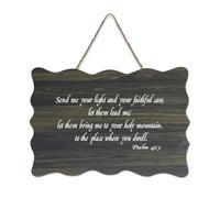 Psaum 43:3 Send Me Your Light And Your Faithful Care Let Them Lead Me Let Them Bring Me to Your Ho Panneau rustique en bois à suspendre Décoration murale pour salon, chambre à coucher, porte, fenêtre