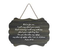 Psaum 59:16 But As for Me I Will Sing About Your Power Each Morning I Will Sing with Joy Panneau en bois 15,2 x 25,4 cm Décoration murale rustique à suspendre pour porte d'entrée, salon, cuisine