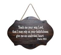 Psaum 86:11 Décoration murale en bois avec inscription Teach Me Your Way Lord That I May Rely on Your Faithfulness Give Me An Undi 15,2 x 25,4 cm