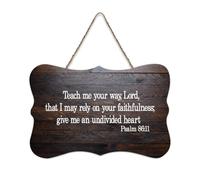 Psaum 86:11 Décoration murale en bois avec inscription Teach Me Your Way Lord That I May Rely on Your Faithfulness Give Me An Undi 15,2 x 25,4 cm