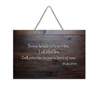 Psaum 91:14 Because He Hold Fast to Me in Love I Will Deliver Him I Will Protect Him Panneau en bois rustique Décoration murale en bois avec citations 15,2 x 25,4 cm