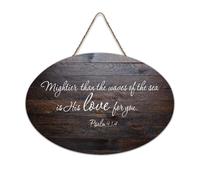 Psaum 93:4 Mightier Than The Waves of The Sea Is His Love for You Plaque murale en bois rustique avec citations d'art mural moderne pour bureau, nouvelle décoration d'intérieur, cadeaux 15,2 x 25,4 cm