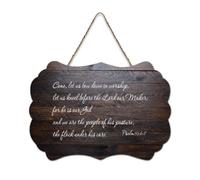 Psaum 95:6 7 Come Let Us Bow Down in Worship Kneel Before Lord Our Maker for He Is Our God And We Suspendu Panneau en bois rustique Décoration murale Décoration de bureau 15,2 x 25,4 cm