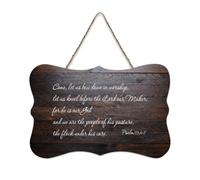 Psaum 95:6 7 Come Let Us Bow Down in Worship Kneel Before Lord Our Maker for He Is Our God And We Suspendu Panneau en bois rustique Décoration murale Décoration de bureau 15,2 x 25,4 cm