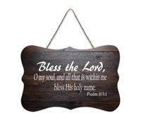 Psaume 103:1 Bless The Lord O My Soul And All That Is Within Me Bless His Holy Name Panneau en bois 15,2 x 25,4 cm Décoration murale en bois pour porte d'entrée, salon, cuisine