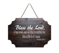 Psaume 103:1 Bless The Lord O My Soul And All That Is Within Me Bless His Holy Name Panneau en bois 15,2 x 25,4 cm Décoration murale en bois pour porte d'entrée, salon, cuisine