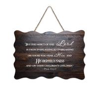 Psaume 103:17 But The Mercy of The Lord Is From Everlasting to Everlasting on Those Who Fear Him And Hanging Wood Sign Rustic Wood Art Sign Poster Office New Home Decor 15,2 x 25,4 cm