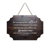 Psaume 103:17 But The Mercy of The Lord Is From Everlasting to Everlasting on Those Who Fear Him And Hanging Wood Sign Rustic Wood Art Sign Poster Office New Home Decor 15,2 x 25,4 cm