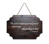 Psaume 103:8 Panneau de bienvenue en bois rustique avec inscription « The Lord Is Compassionate And Gracious, Slow to Anger, Abounding in Love » - 15,2 x 25,4 cm