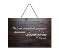 Psaume 103:8 Panneau de bienvenue en bois rustique avec inscription « The Lord Is Compassionate And Gracious, Slow to Anger, Abounding in Love » - 15,2 x 25,4 cm