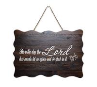 Psaume 118:24 Panneau en bois avec inscription « This Is The Day The Lord Has Made, Let Us Rejoice And Be Glad in It » - 15,2 x 25,4 cm - Décoration murale en bois pour porte d'entrée, salon, cuisine