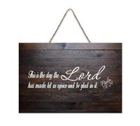 Psaume 118:24 Panneau rustique en bois à suspendre avec citation « This Is The Day The Lord Has Made, Let Us Rejoice And Be Glad in It » - 15,2 x 25,4 cm