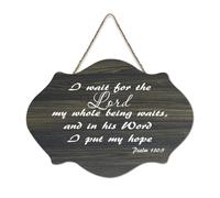 Psaume 130:5 Décoration murale en bois avec inscription « I Wait for The Lord My Whole Being Waits And in His Word I Put My Hope Farmhouse » - Décoration murale à suspendre pour bureau, porte