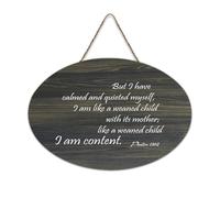 Psaume 131:2 Décoration murale en bois avec inscription « But I Have Calmed And Quieted Myself I Am Like A Weaned Child with It's Mothe Farmhouse » - 15,2 x 25,4 cm