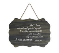 Psaume 131:2 Décoration murale en bois rustique avec inscription « But I Have Calmed And Quieted Myself I Am Like A Weaned Child with It's Mothe » - 15,2 x 25,4 cm