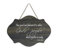 Psaume 133:1 How Good And Pleasant It Is When God's People Dwell Together in Unity - Panneau de bienvenue en bois rustique pour porte d'entrée, porche, décoration murale, panneau en bois pour café