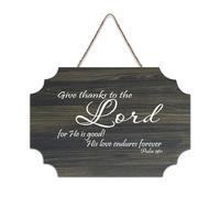 Psaume 136:1 Décoration murale en bois rustique avec inscription Give Thanks to The Lord for He Is Good His Love Endures Forever 15,2 x 25,4 cm