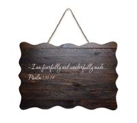 Psaume 139:14 I Am Fearfully And Wonderfully Made Panneau en bois 15,2 x 25,4 cm Verse de la Bible Décoration murale rustique à suspendre pour porte d'entrée, salon, cuisine, décorations de Noël