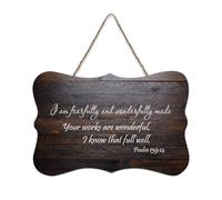 Psaume 139:14 I Am Fearfully And Wonderfully Made, Your Works Are Wonderful, I Know That Full Well Panneau de bienvenue en bois rustique pour porte d'entrée, porche, salle de classe, club de café