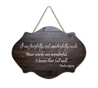 Psaume 139:14 I Am Fearfully And Wonderfully Made, Your Works Are Wonderful, I Know That Full Well Panneau en bois 15,2 x 25,4 cm Décoration murale en bois pour porte d'entrée, salon, cuisine