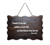 Psaume 143:5 I Remember The Days Before, Meditate on All Your Works And Cherish What Your Hands Have Panneau en bois 15,2 x 25,4 cm Décoration murale en bois pour porte d'entrée, salon, cuisine