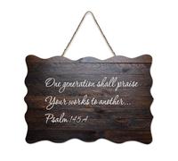 Psaume 145:4 One Generation Shall Praise Your Works to Another Panneau en bois 15,2 x 25,4 cm Décoration murale rustique à suspendre pour porte d'entrée, salon, cuisine