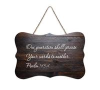 Psaume 145:4 One Generation Shall Praise Your Works to Another Panneau en bois 15,2 x 25,4 cm Décoration murale rustique à suspendre pour porte d'entrée, salon, cuisine