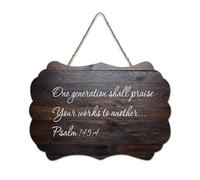 Psaume 145:4 One Generation Shall Praise Your Works to Another Panneau en bois 15,2 x 25,4 cm Décoration murale rustique à suspendre pour porte d'entrée, salon, cuisine