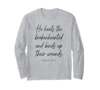 Psaume 147:3 : He Heals The Brokenhearted Bible Verse Écriture Manche Longue