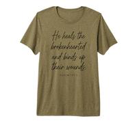 Psaume 147:3 : He Heals The Brokenhearted Bible Verse Écriture T-Shirt Haut de Gamme
