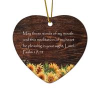 Psaume 19:14 May These Words of My Mouth And This Meditation of My Heart Be Heart Décoration de Noël en céramique pour sapin de Noël Pendentif Boule d'hiver Nouvel An Vacances Cadeau pour Noël