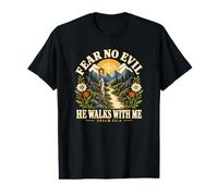 Psaume 23:4 Fear No Evil He Walks with Me Christian T-Shirt Graphique avec Valeur
