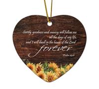 Psaume 23:6 Surely Goodness And Mercy Will Follow Me All The Days of My Life And I Will Dwell in The Heart - Décoration de Noël en céramique pour sapin de Noël, souvenir, Nouvel An