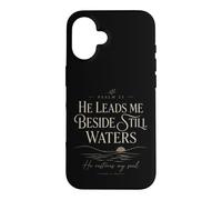 Psaume 23 He Leads Me Beside Still Waters Écriture Coque pour iPhone 16