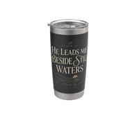 Psaume 23 He Leads Me Beside Still Waters Écriture Gobelet isotherme en acier inoxydable double paroi