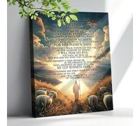 Psaume 23 - Toile murale du Psaume chrétien 23 - Décoration murale avec verset de la Bible - Peinture encadrée pour salle de prière chrétienne, bureau - 30,5 x 40,6 cm